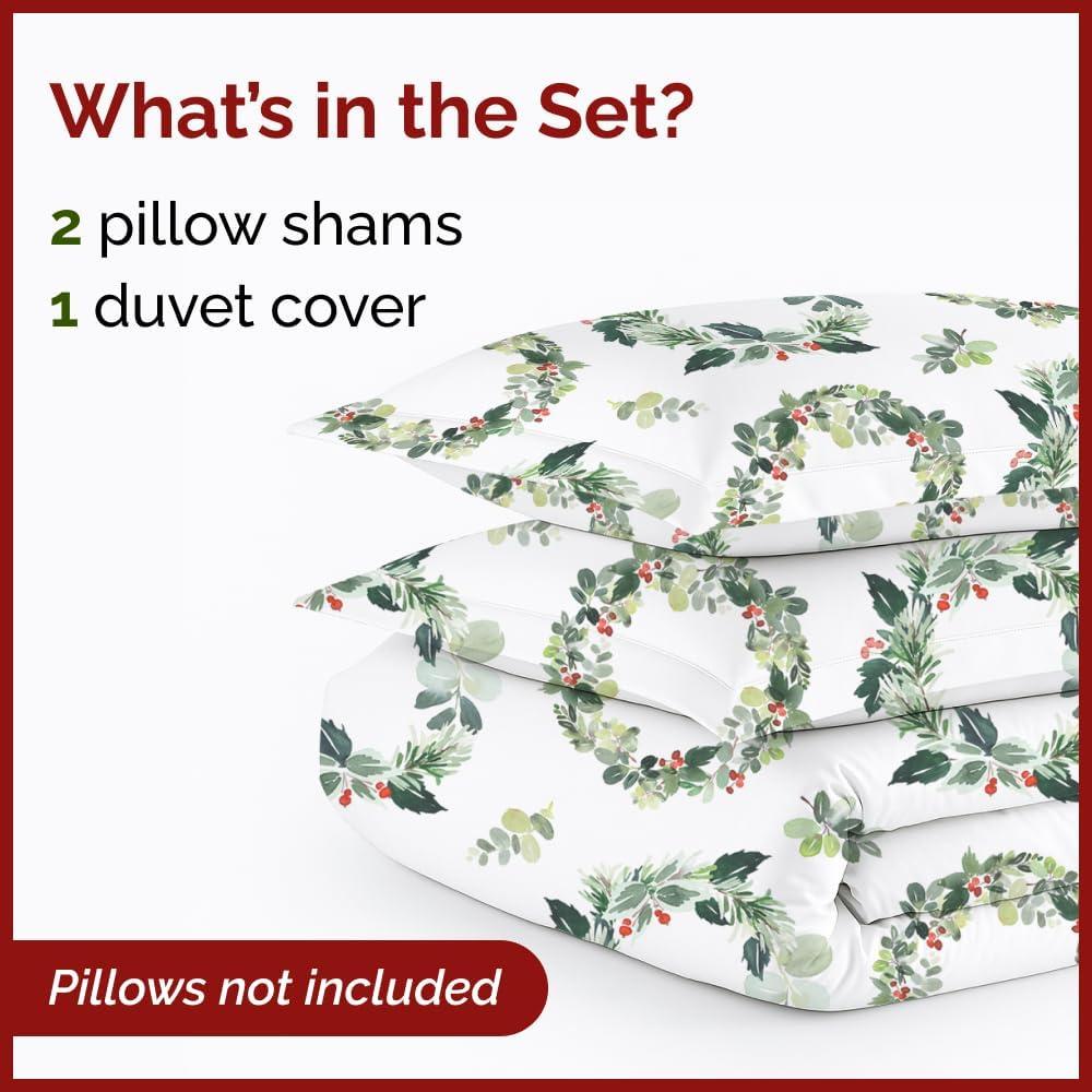 imageChristmas Duvet Cover Queen Size Set Extra Soft Queen Duvet Cover with 2 Pillow Shams Holiday Xmas Bedding with Zipper Closures ampamp Ties Comfy Snug ampamp Cozy Breathable Bed Set 90 x 90 Red Gnomes09 Holiday Wreath No Comforter