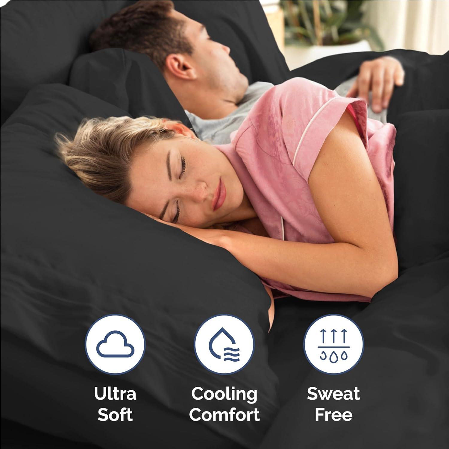 imageQueen Size 4 Piece Sheet Set Comfy Breathable ampamp Cooling Bed Sheets Set Hotel Luxury Bedding for Women Men Kids Teens Boys ampamp Girls Deep Pockets UltraSoft Wrinkle Free OekoTex Coral25 Black