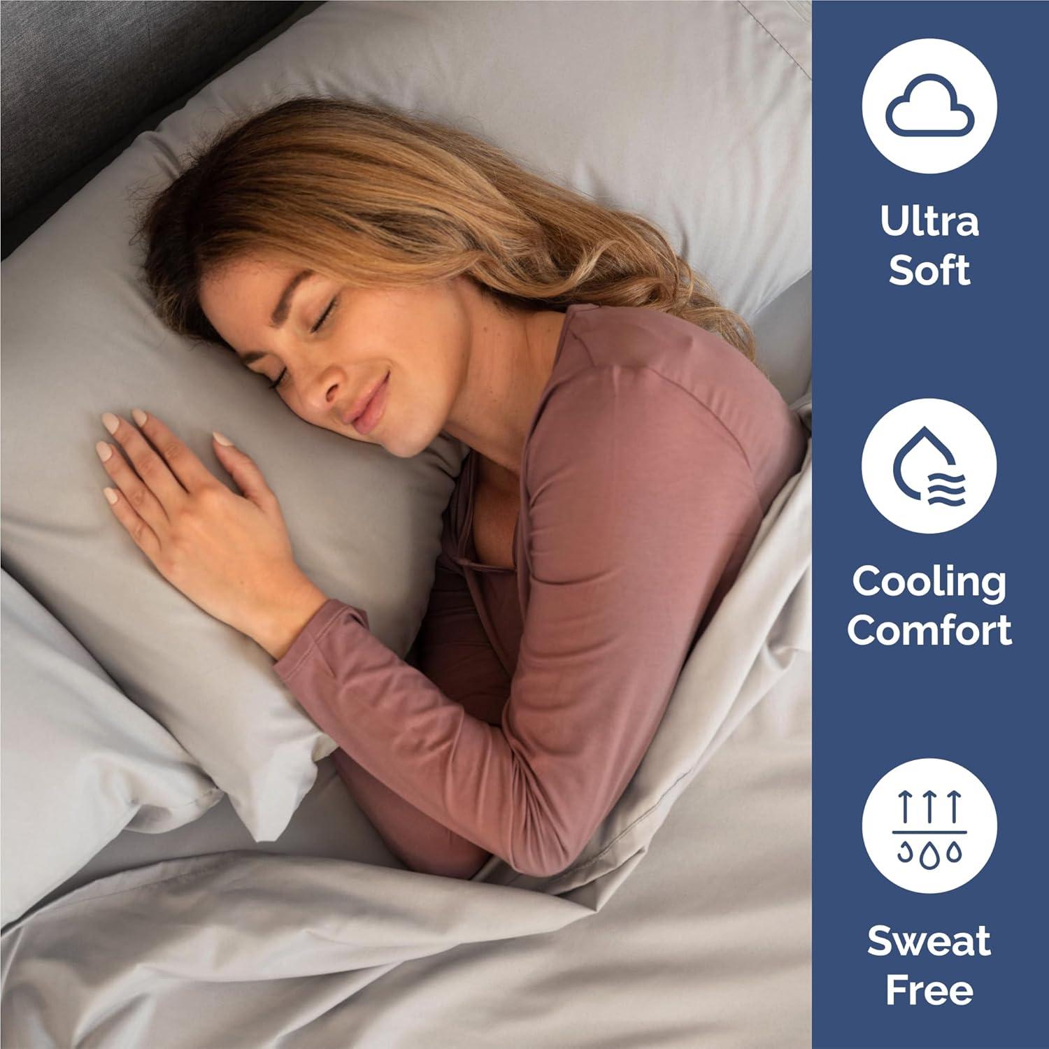 imageQueen Size 4 Piece Sheet Set Comfy Breathable ampamp Cooling Bed Sheets Set Hotel Luxury Bedding for Women Men Kids Teens Boys ampamp Girls Deep Pockets UltraSoft Wrinkle Free OekoTex Burgundy04 Light Grey