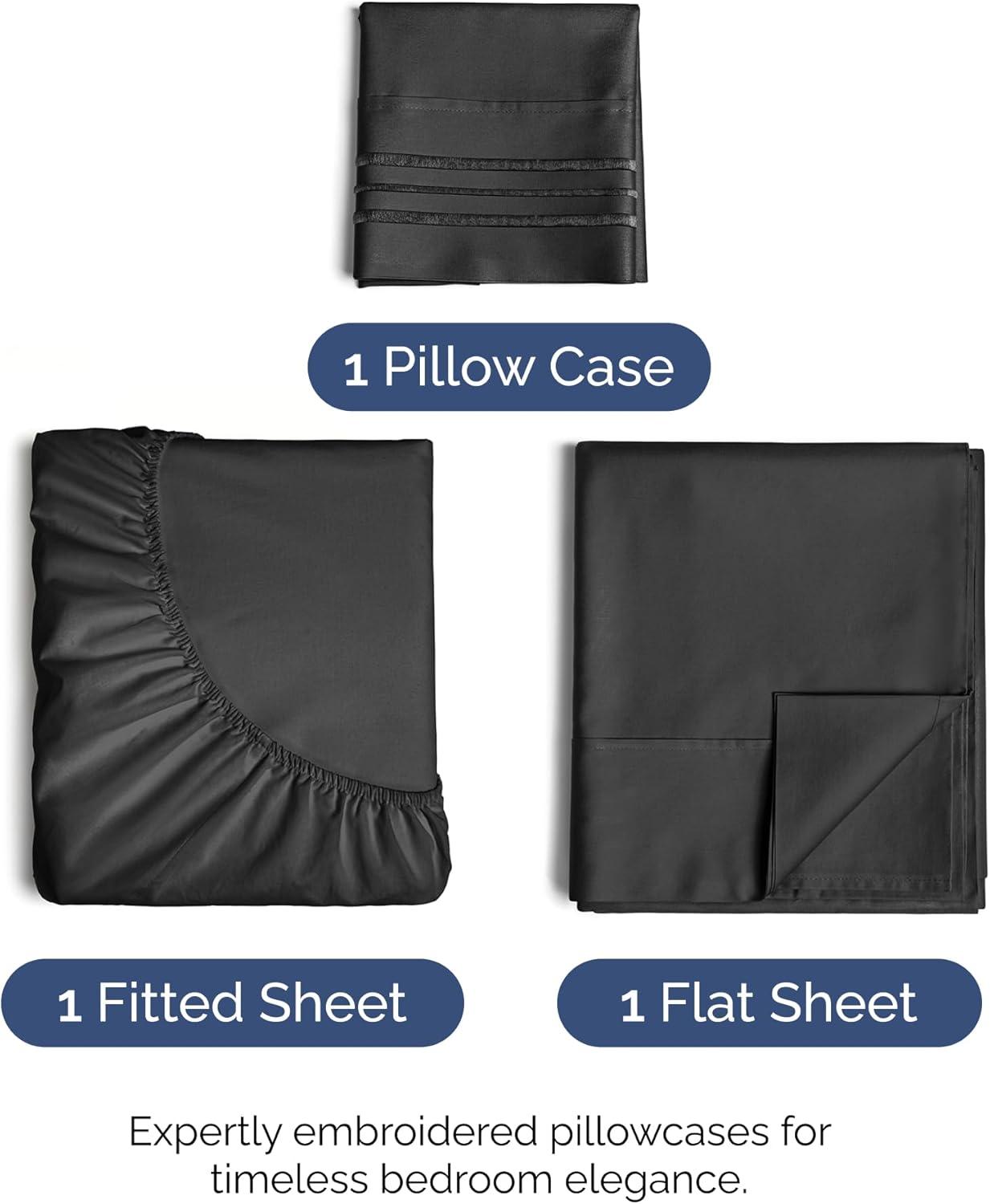 imageQueen Size 4 Piece Sheet Set Comfy Breathable ampamp Cooling Bed Sheets Set Hotel Luxury Bedding for Women Men Kids Teens Boys ampamp Girls Deep Pockets UltraSoft Wrinkle Free OekoTex Coral25 Black