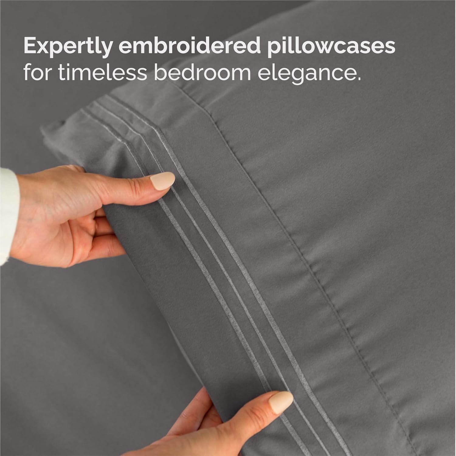 imageQueen Size 4 Piece Sheet Set Comfy Breathable ampamp Cooling Bed Sheets Set Hotel Luxury Bedding for Women Men Kids Teens Boys ampamp Girls Deep Pockets UltraSoft Wrinkle Free OekoTex Burgundy07 Dark Grey