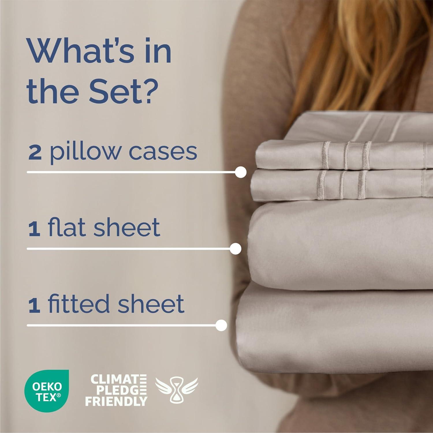 imageQueen Size 4 Piece Sheet Set Comfy Breathable ampamp Cooling Bed Sheets Set Hotel Luxury Bedding for Women Men Kids Teens Boys ampamp Girls Deep Pockets UltraSoft Wrinkle Free OekoTex Burgundy04 Light Grey