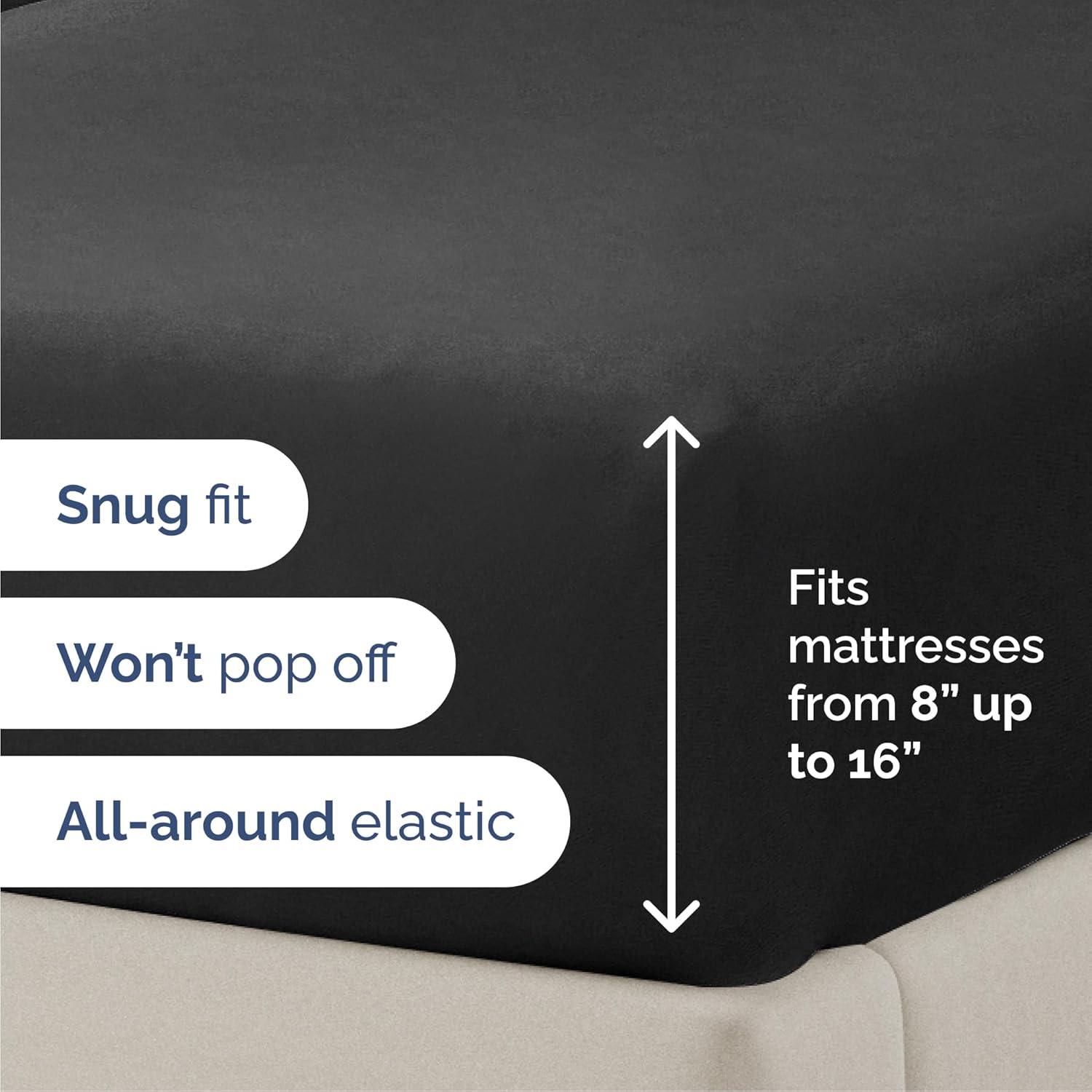 imageQueen Size 4 Piece Sheet Set Comfy Breathable ampamp Cooling Bed Sheets Set Hotel Luxury Bedding for Women Men Kids Teens Boys ampamp Girls Deep Pockets UltraSoft Wrinkle Free OekoTex Coral25 Black