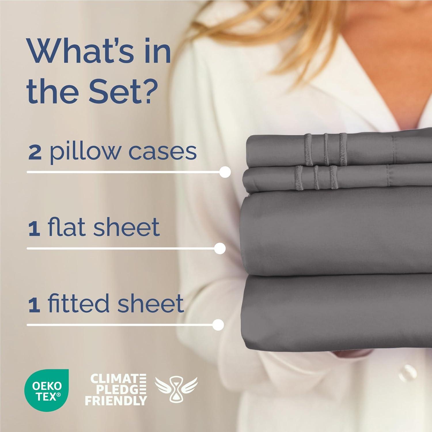 imageQueen Size 4 Piece Sheet Set Comfy Breathable ampamp Cooling Bed Sheets Set Hotel Luxury Bedding for Women Men Kids Teens Boys ampamp Girls Deep Pockets UltraSoft Wrinkle Free OekoTex Burgundy07 Dark Grey