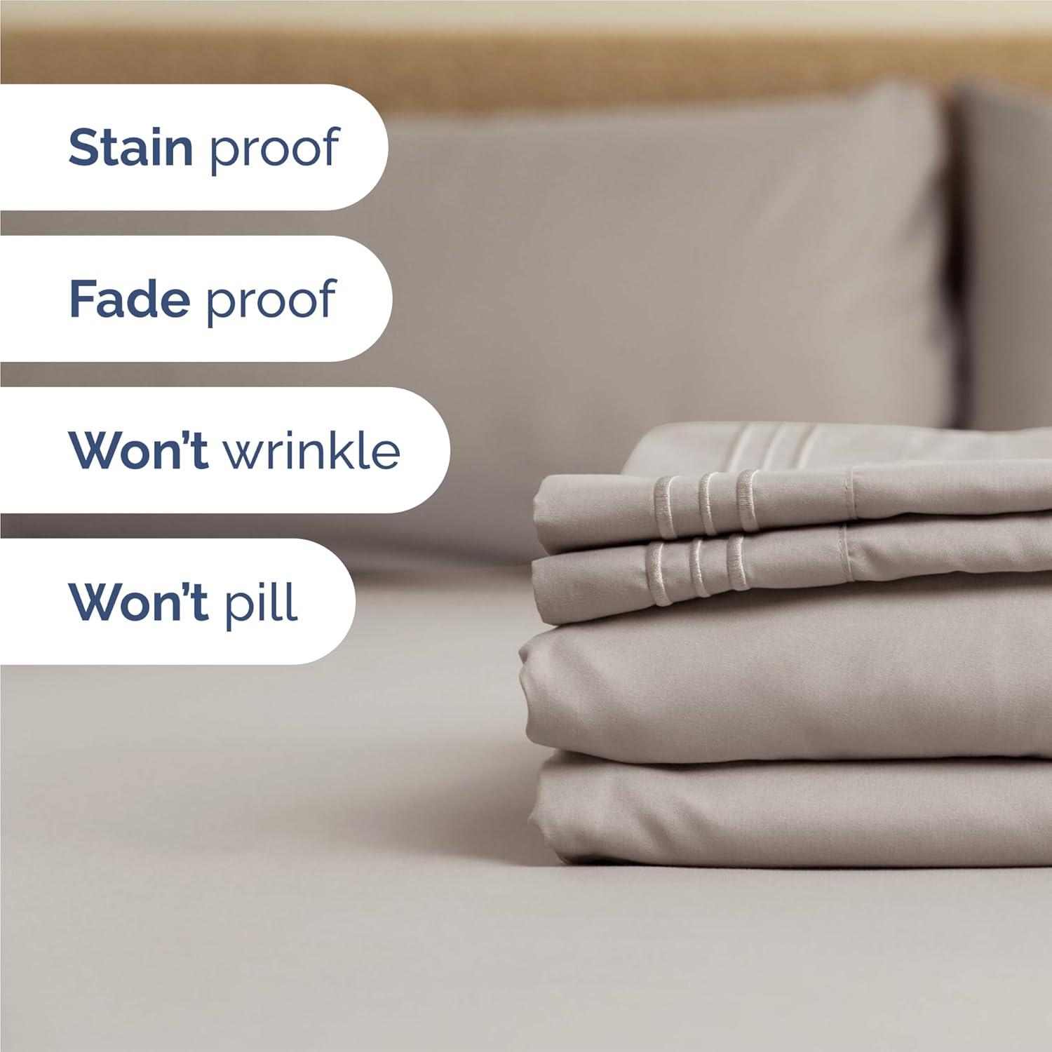 imageQueen Size 4 Piece Sheet Set Comfy Breathable ampamp Cooling Bed Sheets Set Hotel Luxury Bedding for Women Men Kids Teens Boys ampamp Girls Deep Pockets UltraSoft Wrinkle Free OekoTex Burgundy04 Light Grey