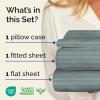 Striped Sheets – Grey Striped Sheets – 1 Flat & 1 Fitted & 2 Pillowcases w/ Deep Pockets – Comfy, Wrinkle & Fade Free – Ultra-Soft, Breathable & Cooling – Luxury Pinstripe Bedding – Full Size Bed Set(32 – Greeny Stripes)