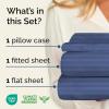 Striped Sheets – Grey Striped Sheets – 1 Flat & 1 Fitted & 2 Pillowcases w/ Deep Pockets – Comfy, Wrinkle & Fade Free – Ultra-Soft, Breathable & Cooling – Luxury Pinstripe Bedding – Full Size Bed Set(31 – Blue Stripes)