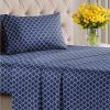 Striped Sheets – Grey Striped Sheets – 1 Flat & 1 Fitted & 2 Pillowcases w/ Deep Pockets – Comfy, Wrinkle & Fade Free – Ultra-Soft, Breathable & Cooling – Luxury Pinstripe Bedding – Full Size Bed Set(43 – Navy Quatrefoil)