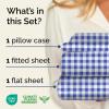 Striped Sheets – Grey Striped Sheets – 1 Flat & 1 Fitted & 2 Pillowcases w/ Deep Pockets – Comfy, Wrinkle & Fade Free – Ultra-Soft, Breathable & Cooling – Luxury Pinstripe Bedding – Full Size Bed Set(39 – Blue Gingham)