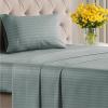 Striped Sheets – Grey Striped Sheets – 1 Flat & 1 Fitted & 2 Pillowcases w/ Deep Pockets – Comfy, Wrinkle & Fade Free – Ultra-Soft, Breathable & Cooling – Luxury Pinstripe Bedding – Full Size Bed Set(32 – Greeny Stripes)