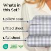 Striped Sheets – Grey Striped Sheets – 1 Flat & 1 Fitted & 2 Pillowcases w/ Deep Pockets – Comfy, Wrinkle & Fade Free – Ultra-Soft, Breathable & Cooling – Luxury Pinstripe Bedding – Full Size Bed Set(38 – Grey Gingham)