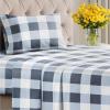 Striped Sheets – Grey Striped Sheets – 1 Flat & 1 Fitted & 2 Pillowcases w/ Deep Pockets – Comfy, Wrinkle & Fade Free – Ultra-Soft, Breathable & Cooling – Luxury Pinstripe Bedding – Full Size Bed Set(42 – Blue Gingham)