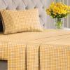 Striped Sheets – Grey Striped Sheets – 1 Flat & 1 Fitted & 2 Pillowcases w/ Deep Pockets – Comfy, Wrinkle & Fade Free – Ultra-Soft, Breathable & Cooling – Luxury Pinstripe Bedding – Full Size Bed Set(37 – Orange Gingham)