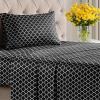 Striped Sheets – Grey Striped Sheets – 1 Flat & 1 Fitted & 2 Pillowcases w/ Deep Pockets – Comfy, Wrinkle & Fade Free – Ultra-Soft, Breathable & Cooling – Luxury Pinstripe Bedding – Full Size Bed Set(44 – Black Quatrefoil)