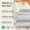 Striped Sheets – Grey Striped Sheets – 1 Flat & 1 Fitted & 2 Pillowcases w/ Deep Pockets – Comfy, Wrinkle & Fade Free – Ultra-Soft, Breathable & Cooling – Luxury Pinstripe Bedding – Full Size Bed Set(45 – Gray Clover)