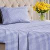 Striped Sheets – Grey Striped Sheets – 1 Flat & 1 Fitted & 2 Pillowcases w/ Deep Pockets – Comfy, Wrinkle & Fade Free – Ultra-Soft, Breathable & Cooling – Luxury Pinstripe Bedding – Full Size Bed Set(39 – Blue Gingham)