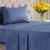 Striped Sheets – Grey Striped Sheets – 1 Flat & 1 Fitted & 2 Pillowcases w/ Deep Pockets – Comfy, Wrinkle & Fade Free – Ultra-Soft, Breathable & Cooling – Luxury Pinstripe Bedding – Full Size Bed Set(31 – Blue Stripes)