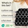 Striped Sheets – Grey Striped Sheets – 1 Flat & 1 Fitted & 2 Pillowcases w/ Deep Pockets – Comfy, Wrinkle & Fade Free – Ultra-Soft, Breathable & Cooling – Luxury Pinstripe Bedding – Full Size Bed Set(44 – Black Quatrefoil)