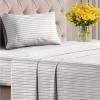 Striped Sheets – Light Grey & White Striped Sheets – 1 Flat & 1 Fitted & 2 Pillowcases w/ Deep Pockets – Wrinkle & Fade Free – Soft Breathable & Cooling – Luxury Pinstripe Bedding – Queen Size Bed Set(59 – Double Gray)