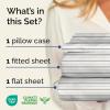 Striped Sheets – Light Grey & White Striped Sheets – 1 Flat & 1 Fitted & 2 Pillowcases w/ Deep Pockets – Wrinkle & Fade Free – Soft Breathable & Cooling – Luxury Pinstripe Bedding – Queen Size Bed Set(59 – Double Gray)