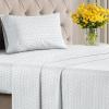Striped Sheets – Light Grey & White Striped Sheets – 1 Flat & 1 Fitted & 2 Pillowcases w/ Deep Pockets – Wrinkle & Fade Free – Soft Breathable & Cooling – Luxury Pinstripe Bedding – Queen Size Bed Set(26 – Grey Damask)