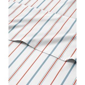 Striped Sheets – Grey Striped Sheets – 1 Flat & 1 Fitted & 2 Pillowcases w/ Deep Pockets – Comfy, Wrinkle & Fade Free – Ultra-Soft, Breathable & Cooling – Luxury Pinstripe Bedding – Full Size Bed Set(29 – Red Blue Stripe)
