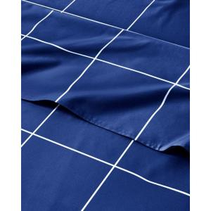 Striped Sheets – Grey Striped Sheets – 1 Flat & 1 Fitted & 2 Pillowcases w/ Deep Pockets – Comfy, Wrinkle & Fade Free – Ultra-Soft, Breathable & Cooling – Luxury Pinstripe Bedding – Full Size Bed Set(41 – Blue Grid)