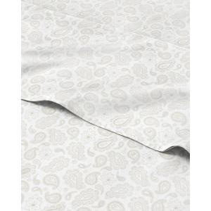 Striped Sheets – Light Grey & White Striped Sheets – 1 Flat & 1 Fitted & 2 Pillowcases w/ Deep Pockets – Wrinkle & Fade Free – Soft Breathable & Cooling – Luxury Pinstripe Bedding – Queen Size Bed Set(23 – Taupe Paisley)