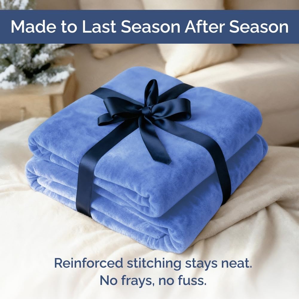image:imageCGK Christmas Fleece Blanket Throw Size Flannel Throw Red Flakes 50x6008 Vista Blue