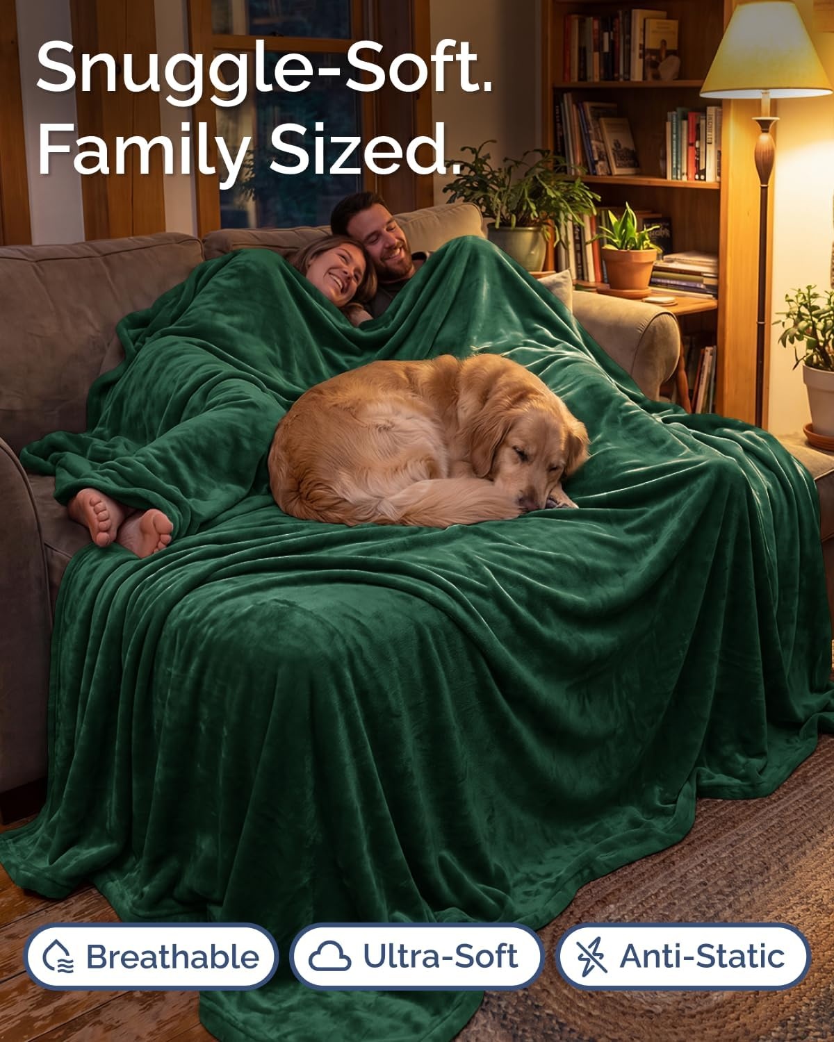 image:imageCGK Christmas Fleece Blanket Throw Size Flannel Throw Red Flakes 50x6011 Forest Green