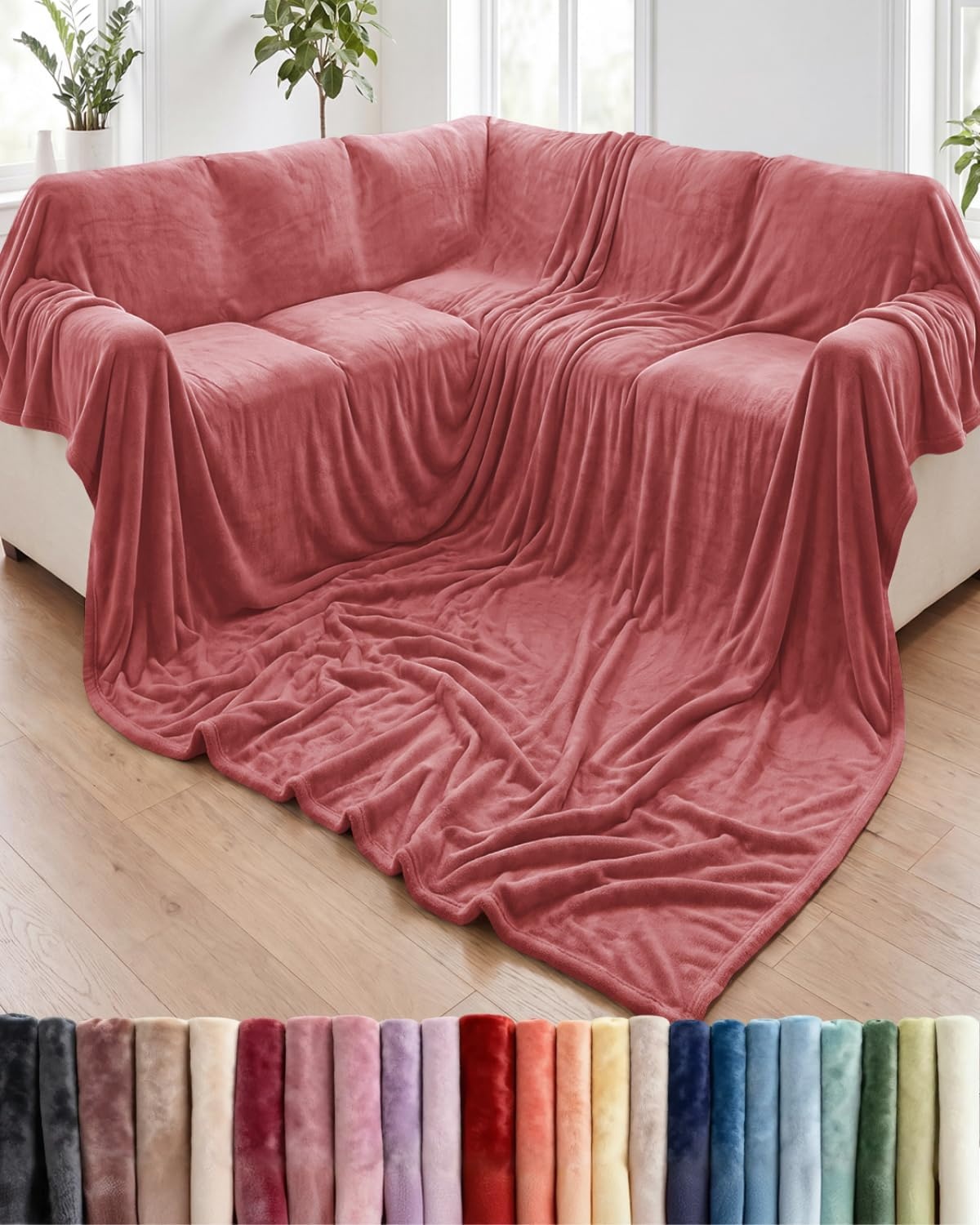 image:imageCGK Christmas Fleece Blanket Throw Size Flannel Throw Red Flakes 50x6015 Dusty Rose