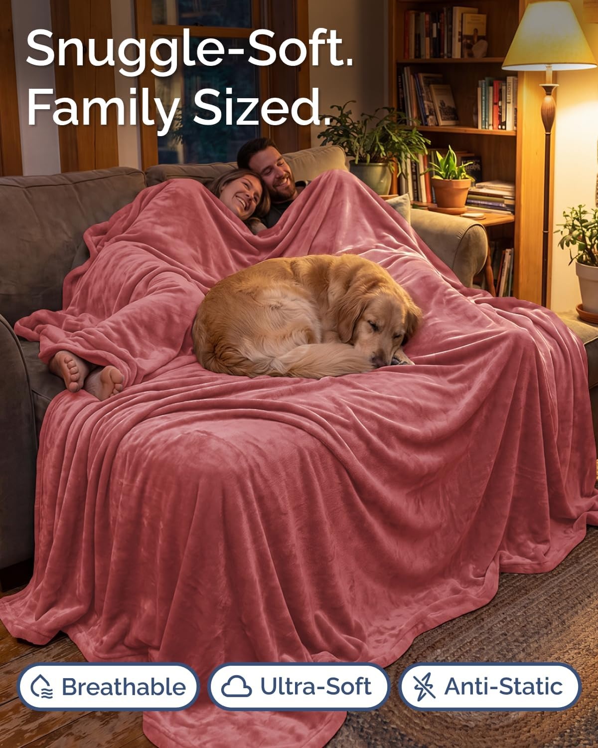 image:imageCGK Christmas Fleece Blanket Throw Size Flannel Throw Red Flakes 50x6015 Dusty Rose