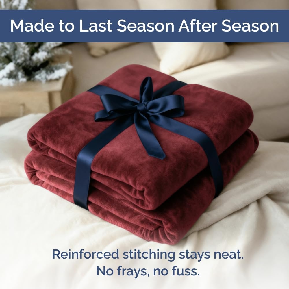 image:imageCGK Christmas Fleece Blanket Throw Size Flannel Throw Red Flakes 50x6018 Burgundy