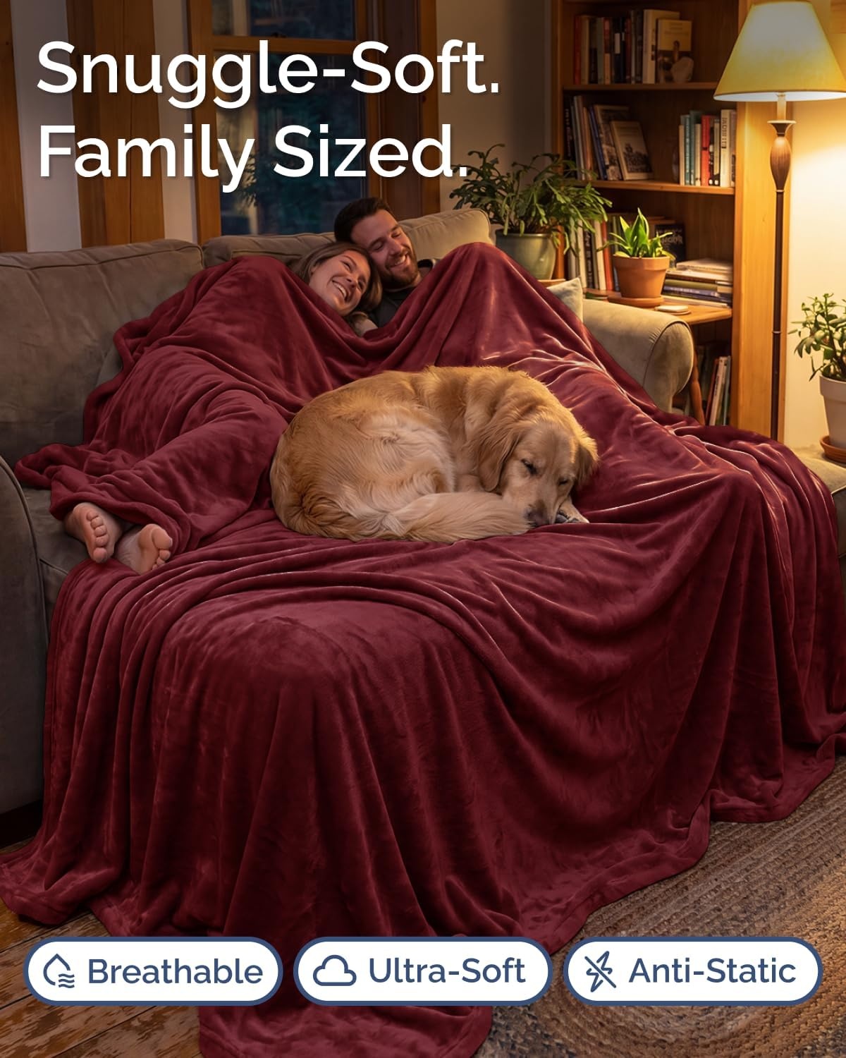 image:imageCGK Christmas Fleece Blanket Throw Size Flannel Throw Red Flakes 50x6018 Burgundy