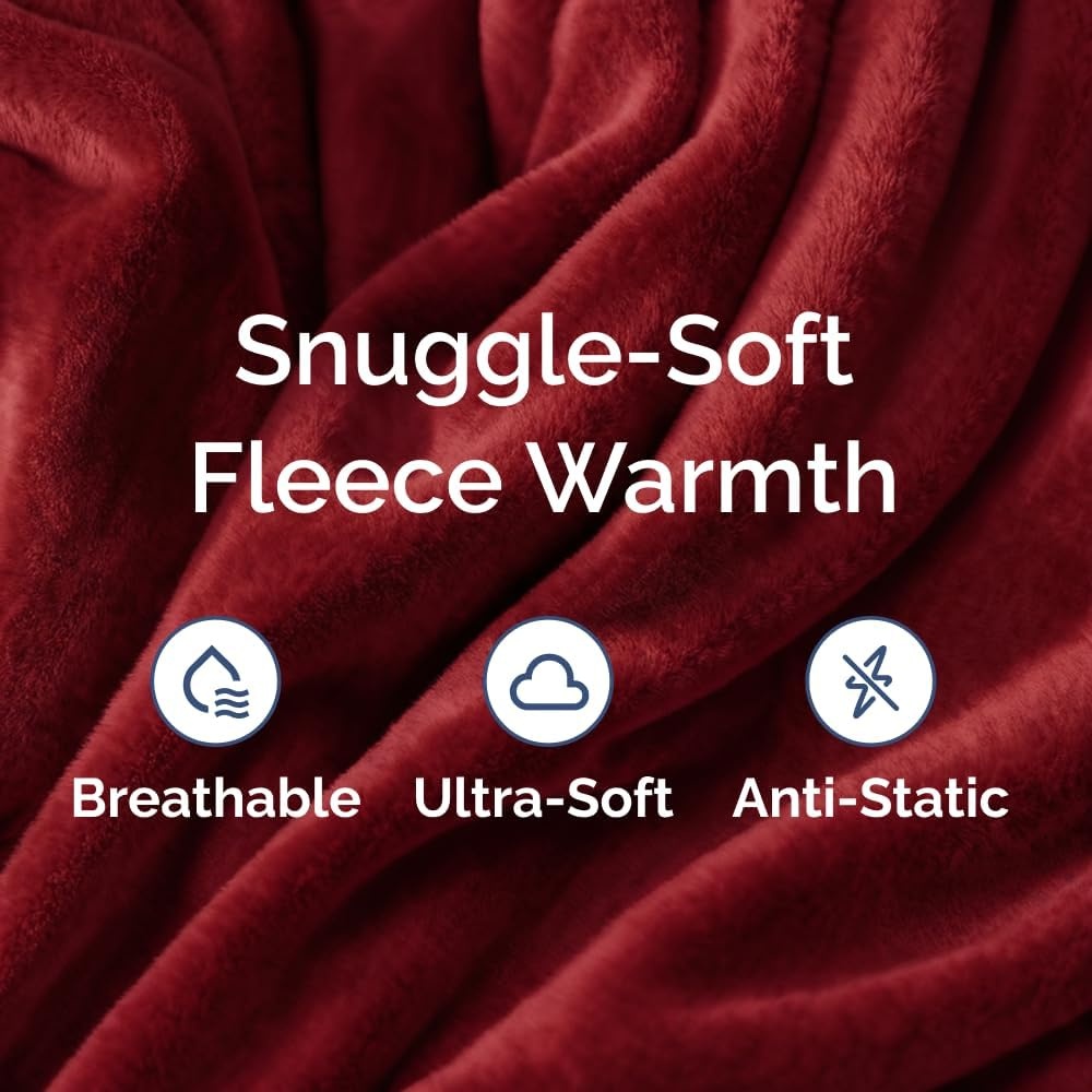 image:imageCGK Christmas Fleece Blanket Throw Size Flannel Throw Red Flakes 50x6018 Burgundy