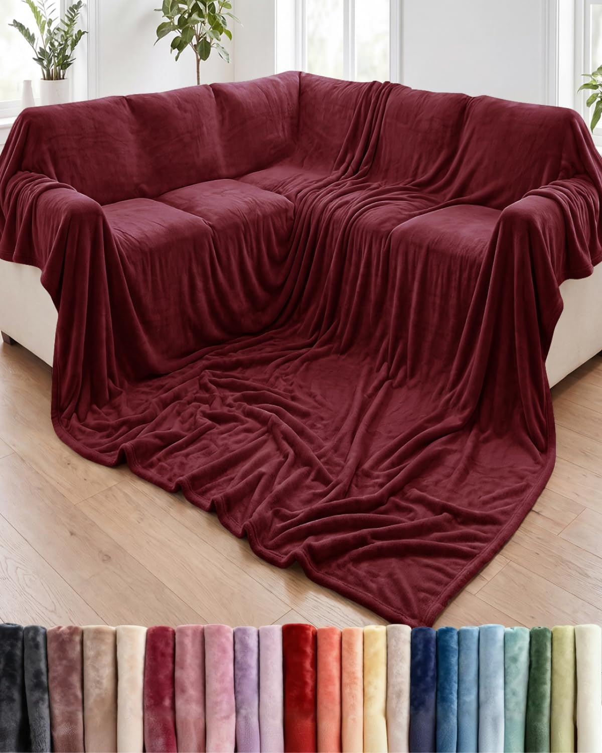 image:imageCGK Christmas Fleece Blanket Throw Size Flannel Throw Red Flakes 50x6018 Burgundy