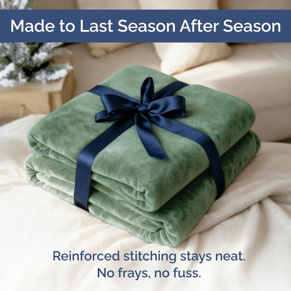 image:imageCGK Christmas Fleece Blanket Throw Size Flannel Throw Red Flakes 50x6020 Sage Green