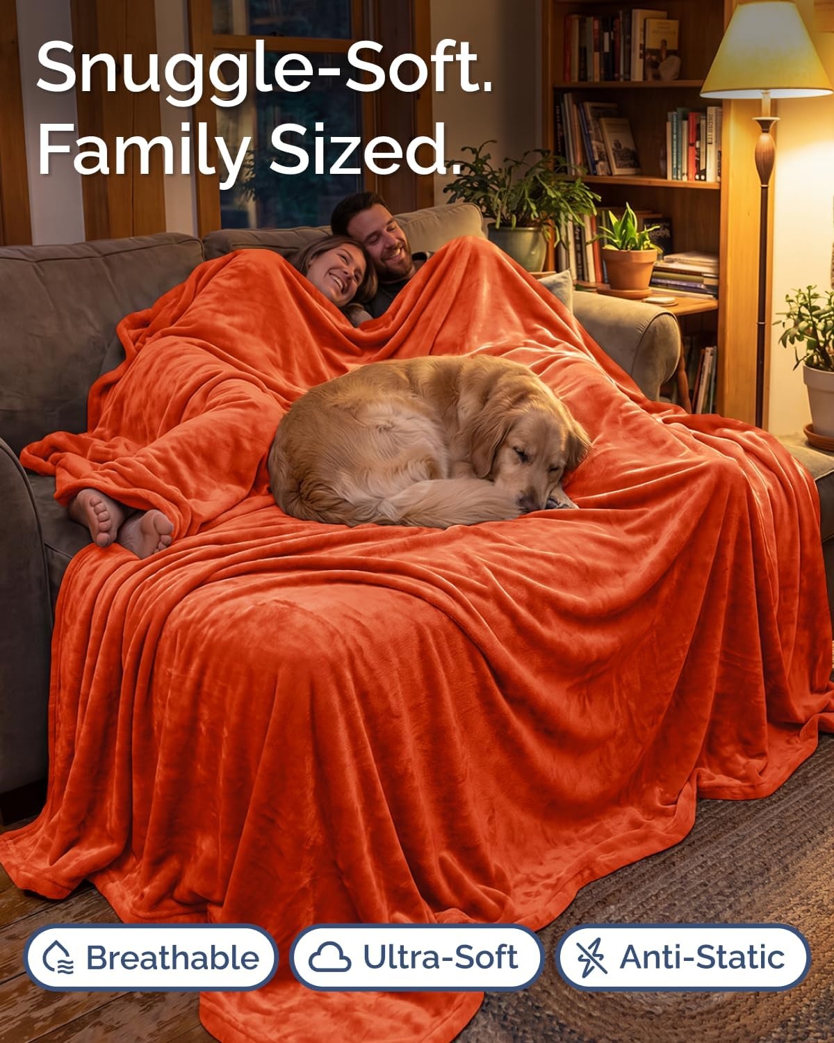 image:imageCGK Christmas Fleece Blanket Throw Size Flannel Throw Red Flakes 50x6022 Burnt Orange