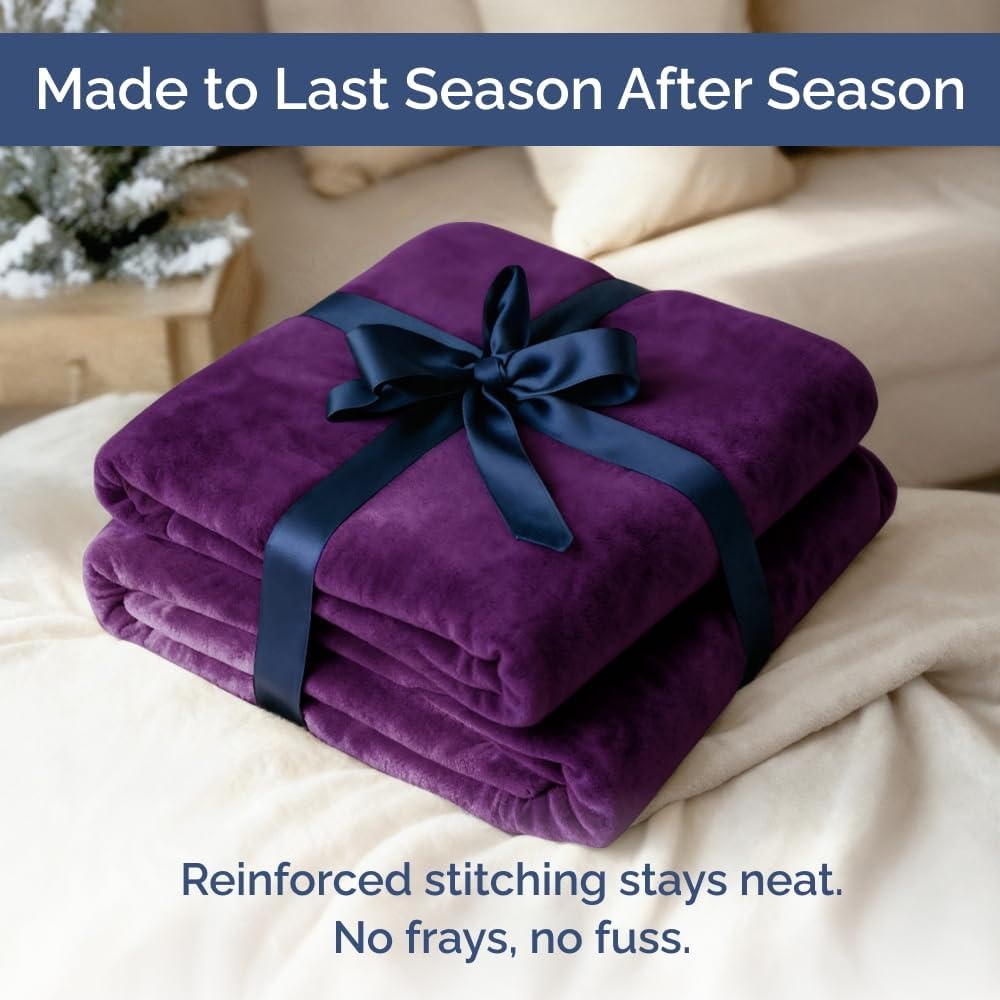 image:imageCGK Christmas Fleece Blanket Throw Size Flannel Throw Red Flakes 50x6023 Purple