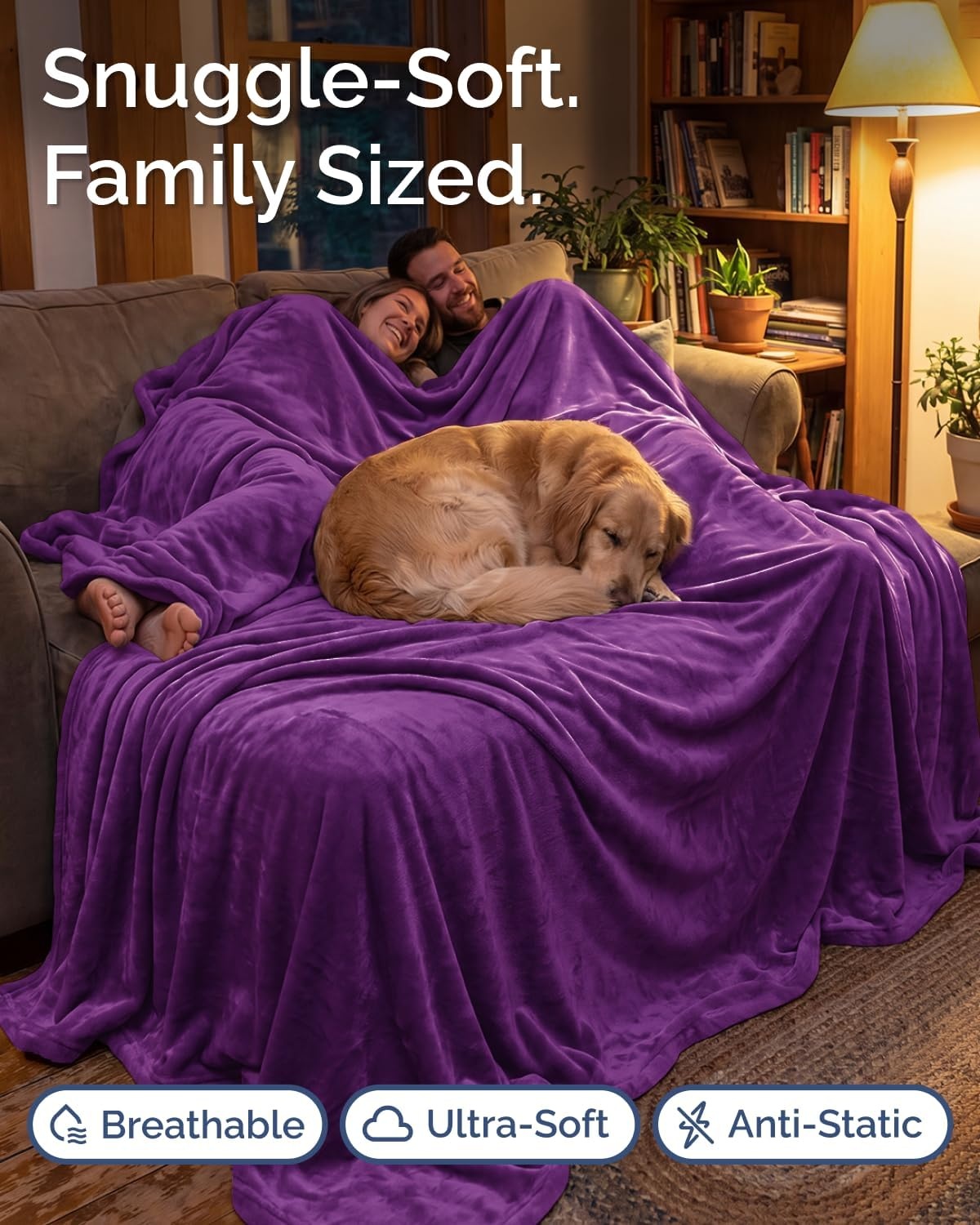 image:imageCGK Christmas Fleece Blanket Throw Size Flannel Throw Red Flakes 50x6023 Purple