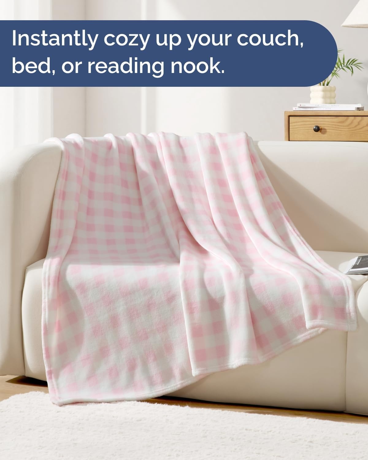 image:imageCGK Christmas Fleece Blanket Throw Size Flannel Throw Red Flakes 50x6041 Pink Checkered