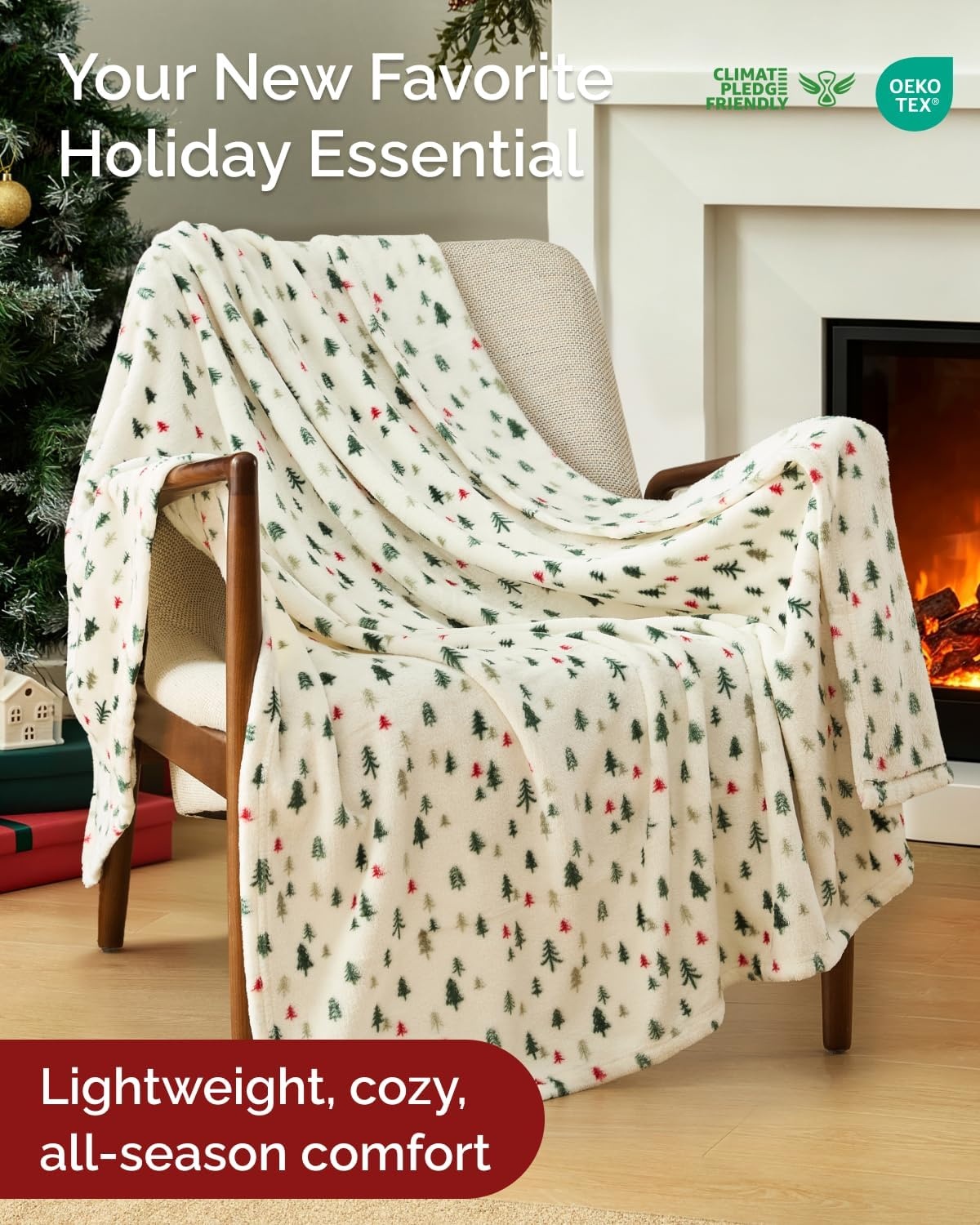 image:imageCGK Christmas Fleece Blanket Throw Size Flannel Throw Red Flakes 50x6043 Christmas Trees 4