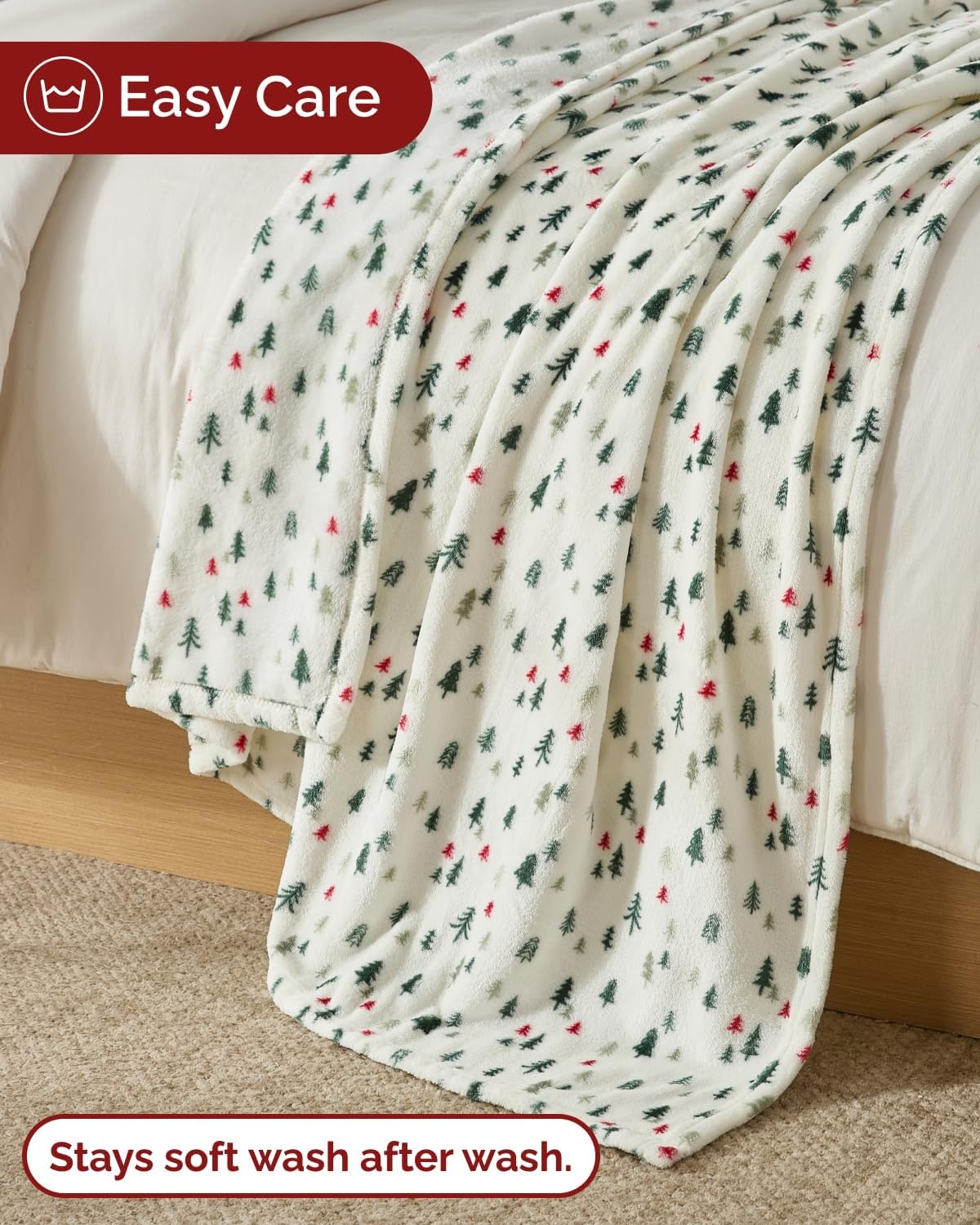 image:imageCGK Christmas Fleece Blanket Throw Size Flannel Throw Red Flakes 50x6043 Christmas Trees 4