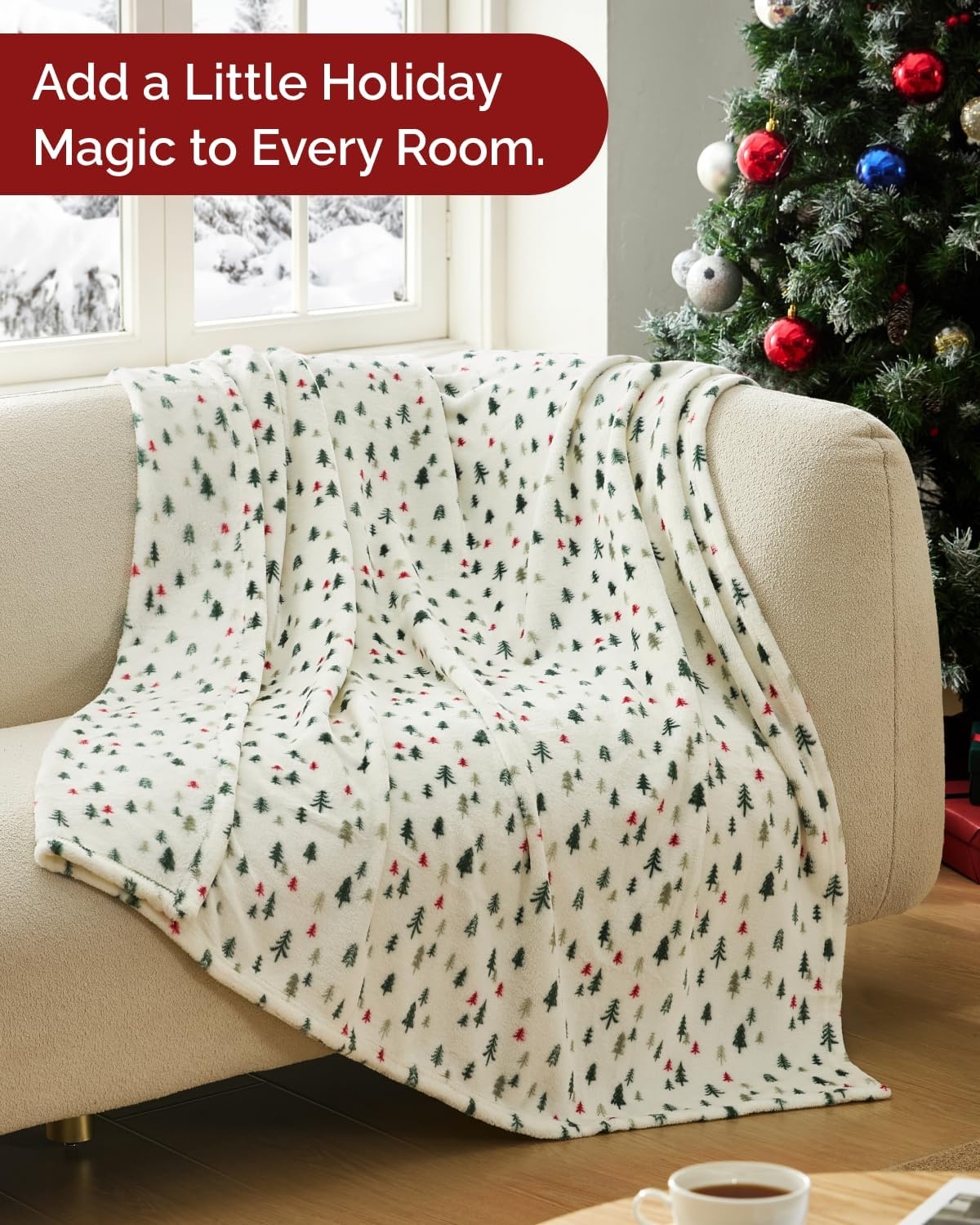 image:imageCGK Christmas Fleece Blanket Throw Size Flannel Throw Red Flakes 50x6043 Christmas Trees 4
