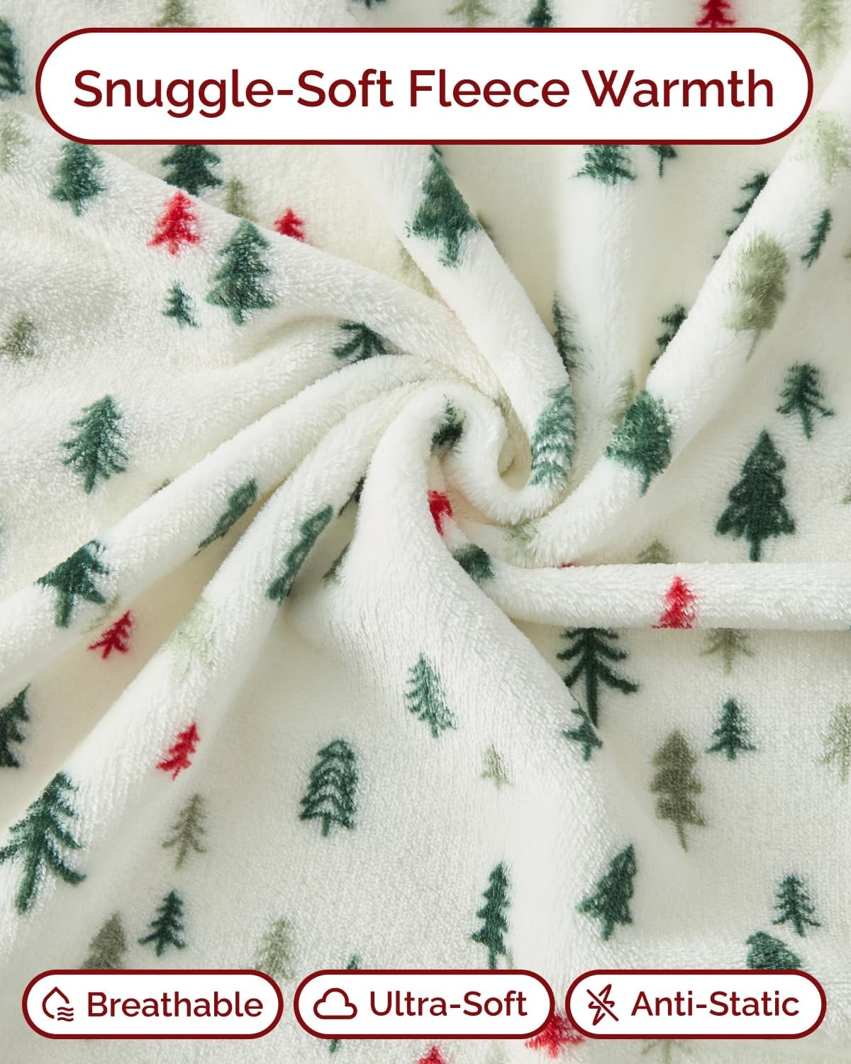 image:imageCGK Christmas Fleece Blanket Throw Size Flannel Throw Red Flakes 50x6043 Christmas Trees 4