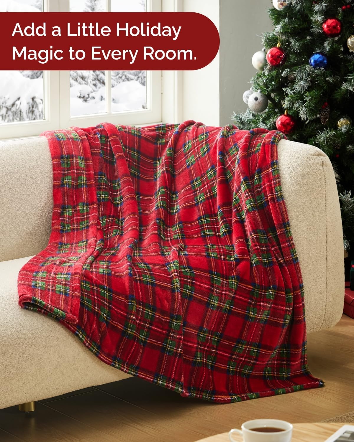 image:imageCGK Christmas Fleece Blanket Throw Size Flannel Throw Red Flakes 50x6044 Tartan