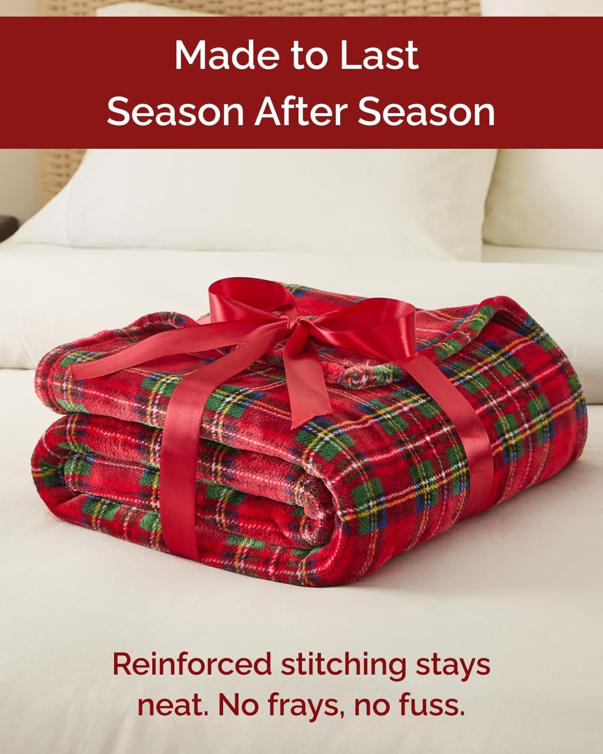 image:imageCGK Christmas Fleece Blanket Throw Size Flannel Throw Red Flakes 50x6044 Tartan