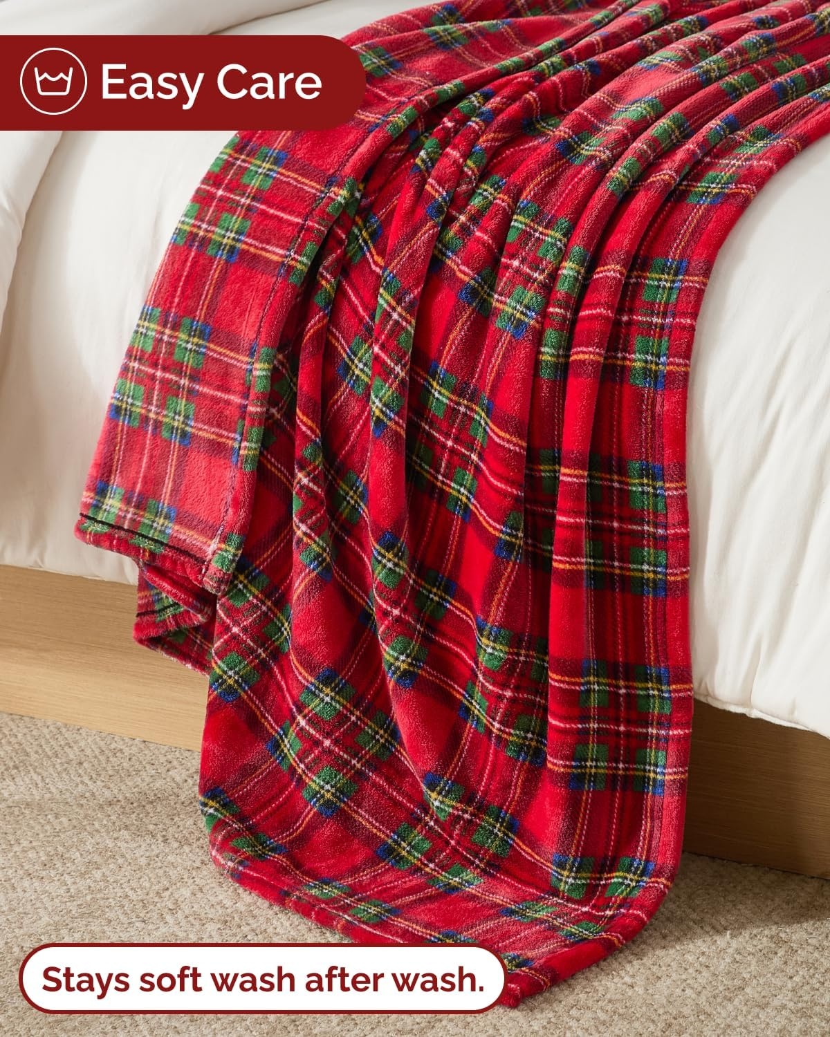 image:imageCGK Christmas Fleece Blanket Throw Size Flannel Throw Red Flakes 50x6044 Tartan