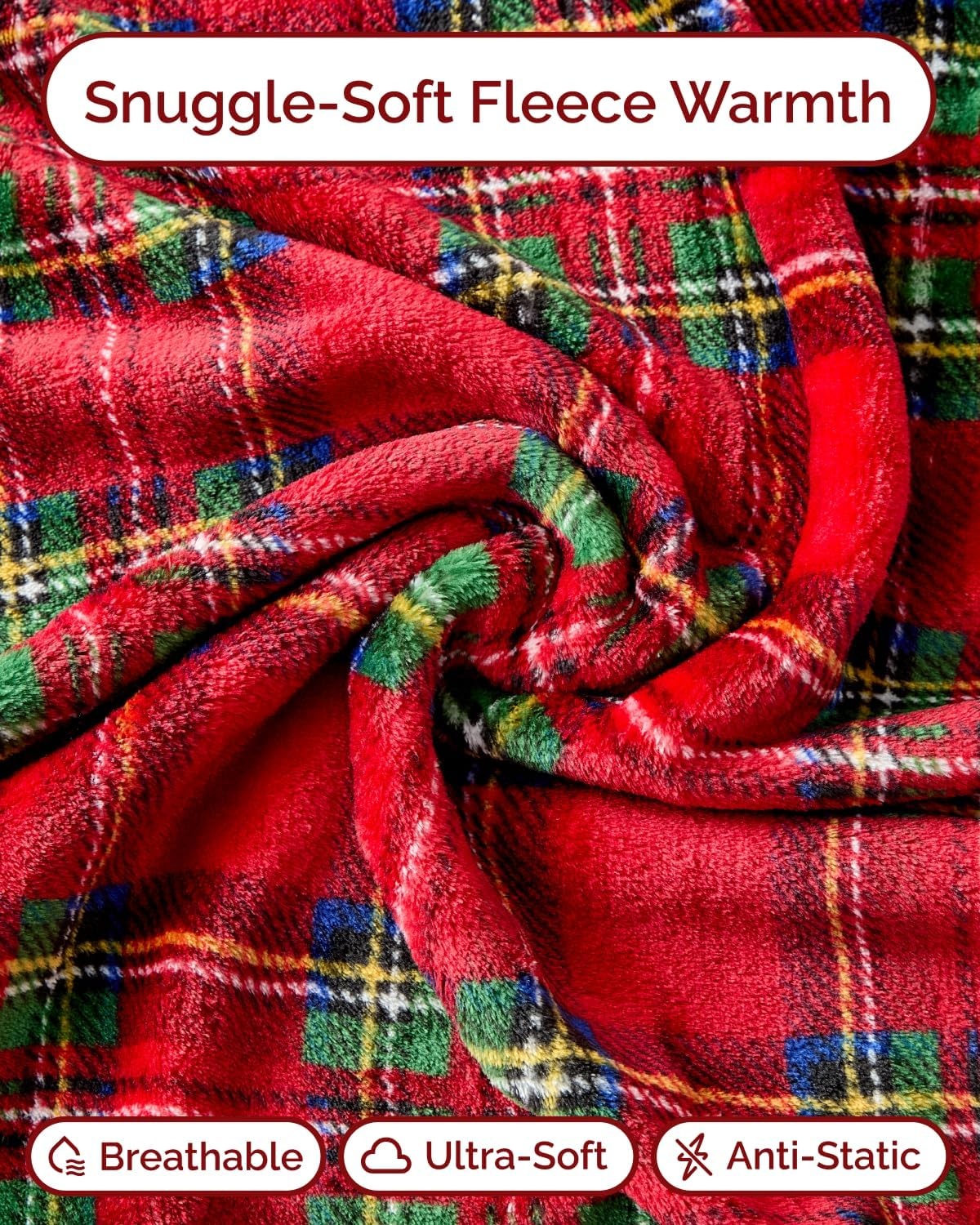 image:imageCGK Christmas Fleece Blanket Throw Size Flannel Throw Red Flakes 50x6044 Tartan