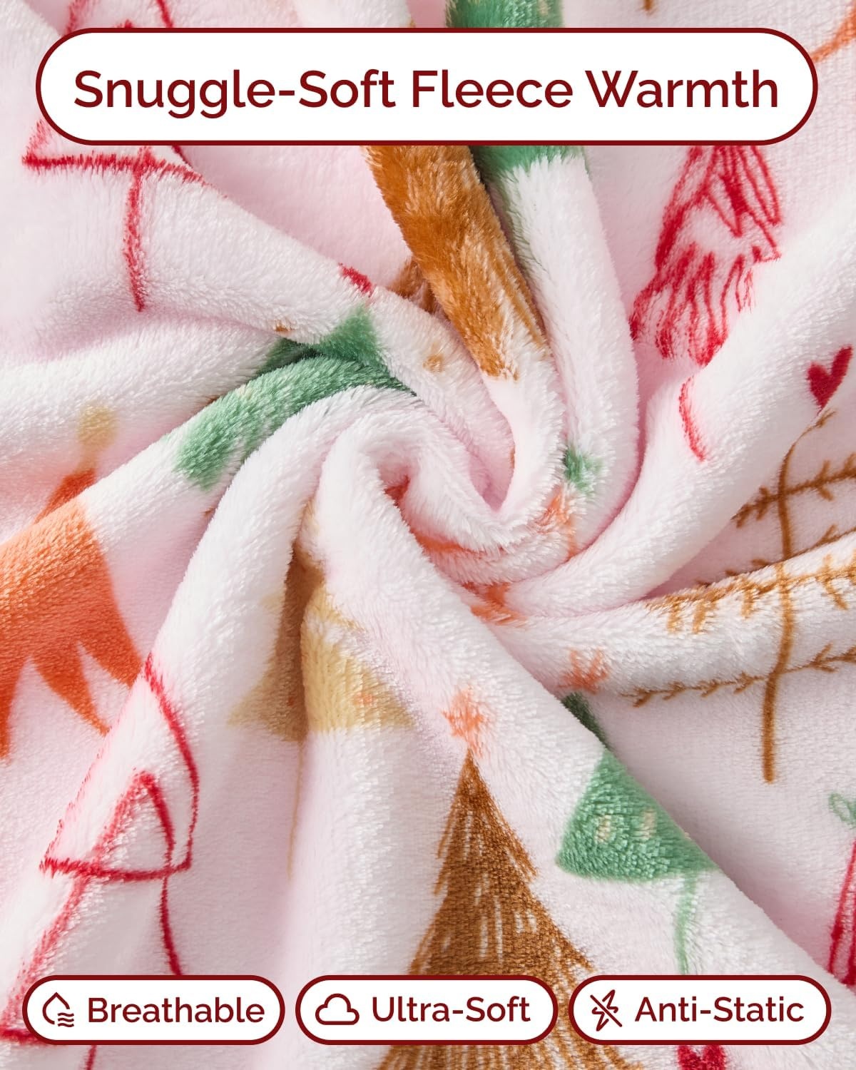 image:imageCGK Christmas Fleece Blanket Throw Size Flannel Throw Red Flakes 50x6045 Christmas Tree 2